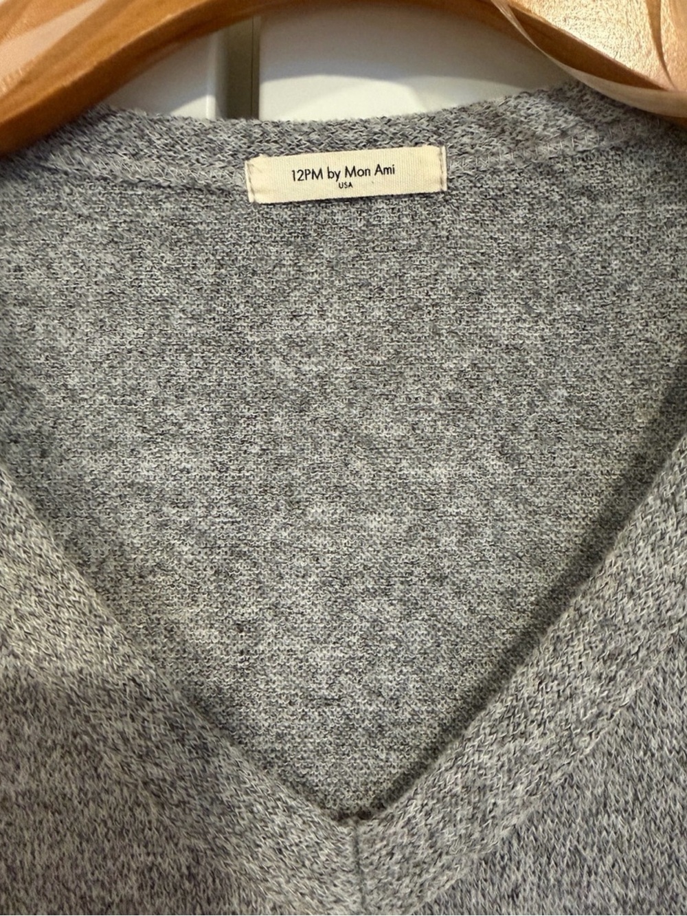 12 Pm By Mon Ami Light Gray V-Neck Sweater with Sequin Pocket & Cuff - Picture 3 of 7